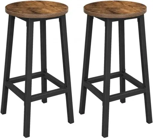 Set 2 scaune de bar Model Kimberly, Maro rustic/Negru, 30x30x65 cm Ofertă
