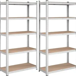Discount Set 2 Rafturi, Songmics, 5 rafturi, 180 x 90 x 40 cm, Silver, GLR040E02