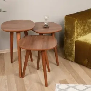 Set 3 Masute de Cafea Model Graham, 41x39x47/41x39x53/41x39x59 cm, Nuc, Lemn Cel mai bun preț