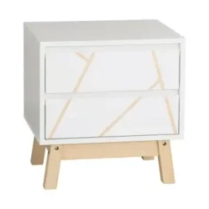 Lichidare de stoc Noptiera Model Aria, Alb/Natural, 45x35x47 cm