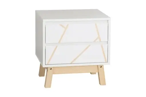 Lichidare de stoc Noptiera Model Aria, Alb/Natural, 45x35x47 cm