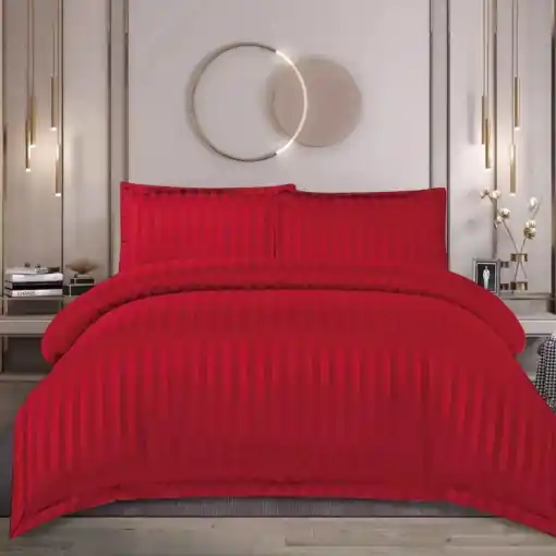 Comandă acum Lenjerie cu elastic 180x200 cm, Damasc, Vella Rosu, 4 Piese (Finet)