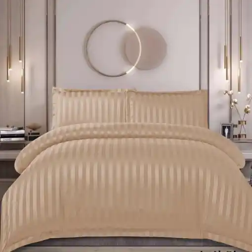 Lenjerie cu elastic 180x200 cm, Damasc, Vella Cappuccino, 4 Piese (Finet) Ultima șansă