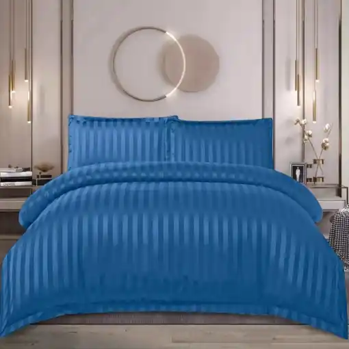 Lenjerie cu elastic 180x200 cm, Damasc, Vella Cobalt, 4 Piese (Finet) Livrare expres