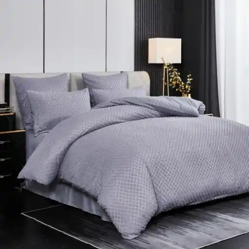 Lichidare de stoc Lenjerie cu Broderie si Insertii Square Dot Dark Grey 6 Piese (Finet)