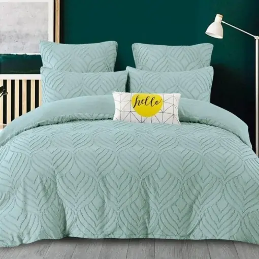 Lenjerie cu Broderie si Insertii Waves Aqua 6 Piese (Finet) Chilipir