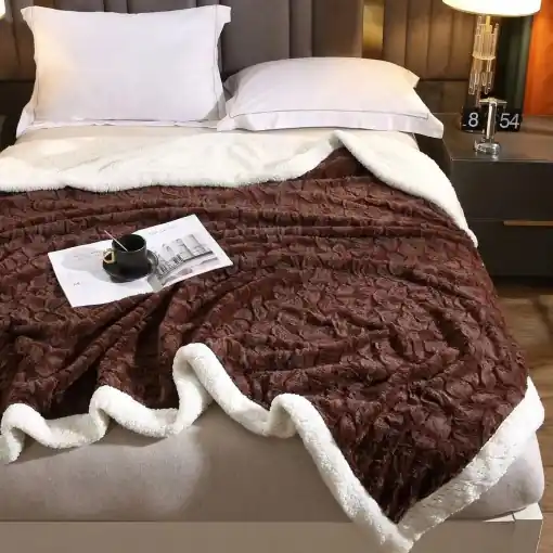 Chilipir Patura Cocolino cu Blanita Karina Brown 200x230 cm