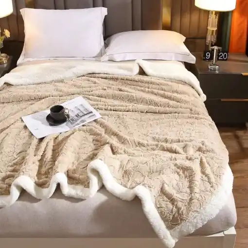 Patura Cocolino cu Blanita Karina Beige 200x230 cm Ofertă exclusivă