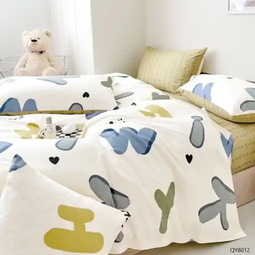 Ofertă limitată Lenjerie cu Elastic 180x200, Letters 4 Piese (Bumbac 100% Percale)