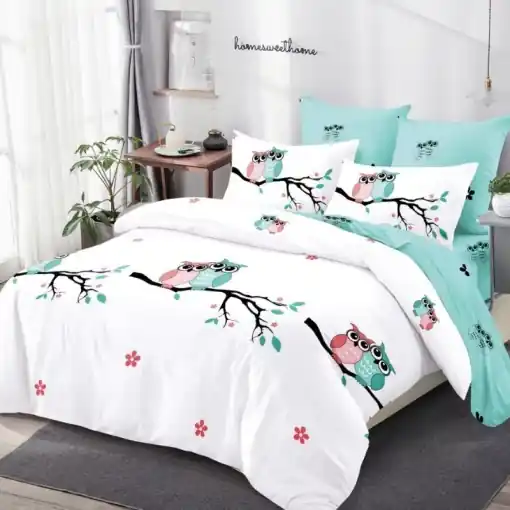 Lenjerie cu Elastic 180x200 cm, Owls 6 Piese (Finet) Ofertă