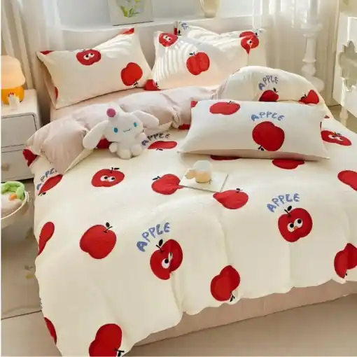 Cumpărături sigure Lenjerie creponata cu elastic 140x200 cm, Red Aplle (Finet)