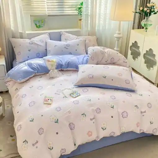 Reducere de preț Lenjerie creponata cu elastic 140x200 cm, Pansy (Finet)