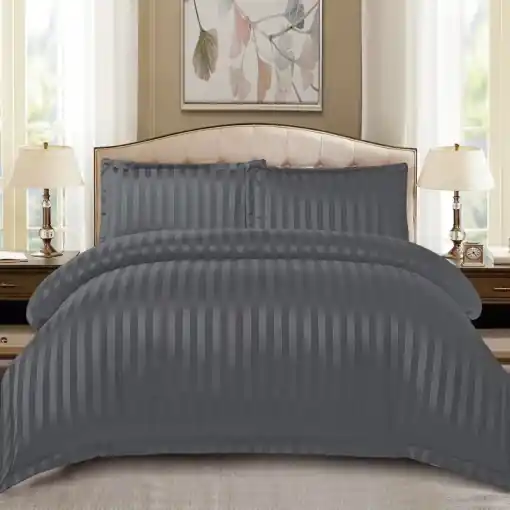 Doar azi Lenjerie cu elastic 180x200cm, Damasc, Atlas V3 Gri Inchis (Finet)