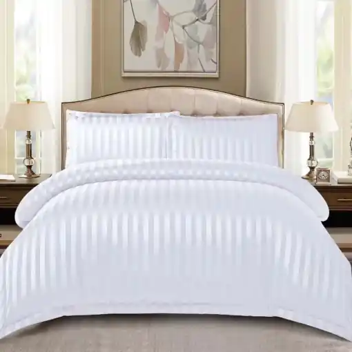 Lenjerie cu elastic 180x200cm, Damasc, Atlas V14 Alb (Finet) Popular
