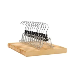 Ofertă Set 12 umerase din lemn, Songmics, Pentru pantaloni, CRW007-12, Natural, 9.8 x 8.7 cm