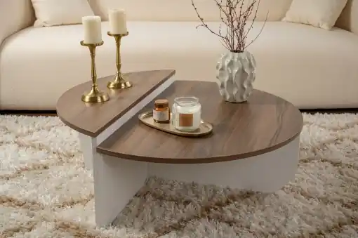 Măsuță de cafea Model Orion, Nuc/Alb Expediere rapidă
