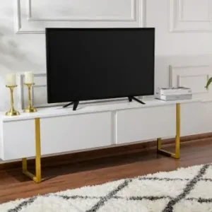 Preț mic Comoda TV Model Serenity, Alb/Auriu