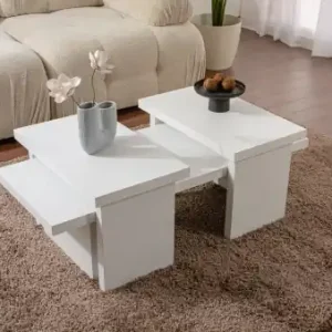 Preferatul clienților Măsuță de cafea Model Sanctuar, Lemn Alb