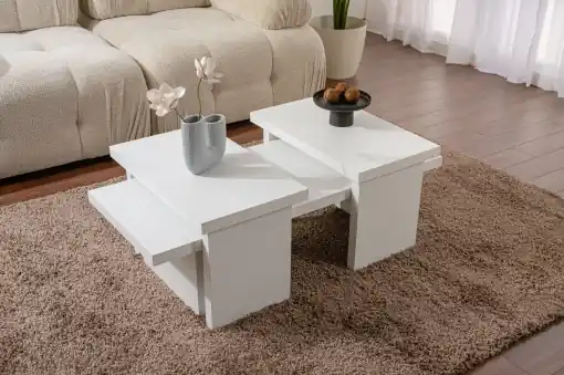 Preferatul clienților Măsuță de cafea Model Sanctuar, Lemn Alb