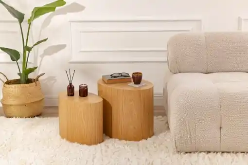 Premium Set măsute laterale Model Elipse, Stejar
