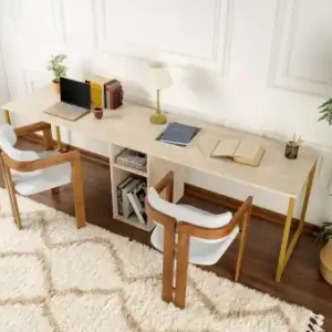 Birou de studiu Model Twin, Travertin/Auriu Plată securizată