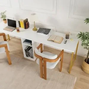 Comandă acum Birou de studiu Model Twin, Alb