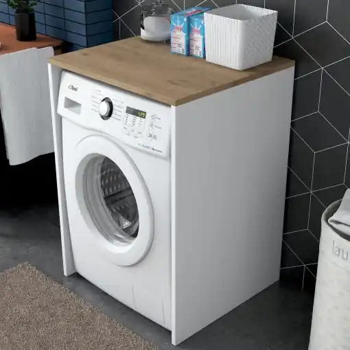 Dulap mașină de spălat Model KD103, Alb/Stejar Ieftin