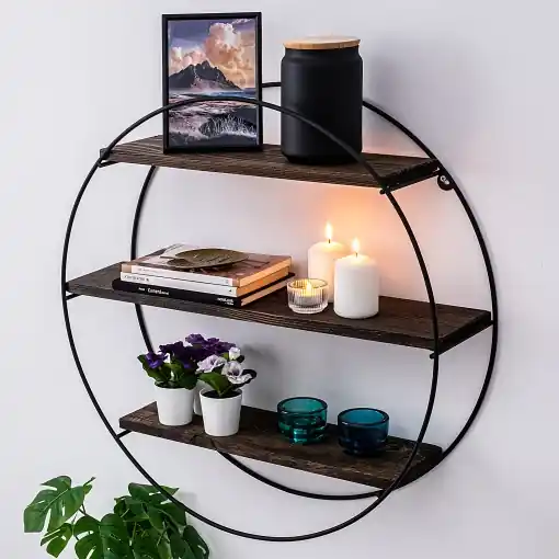 Plată sigură Raft de perete Model Tulipa, Nuc/Negru