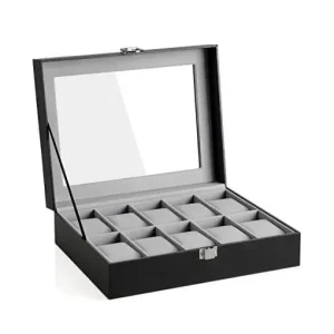 Cutie pentru ceasuri Model Preston, Negru, 21x25x8.5 cm Ieftin