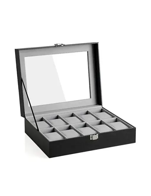 Cutie pentru ceasuri Model Preston, Negru, 21x25x8.5 cm Ieftin