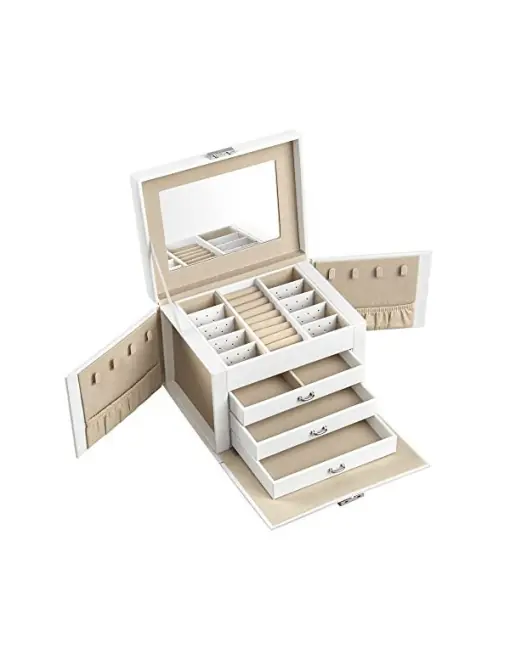 Preț promoțional Cutie de bijuterii Model Vox, Alb, 22.5x17.5x16.5 cm