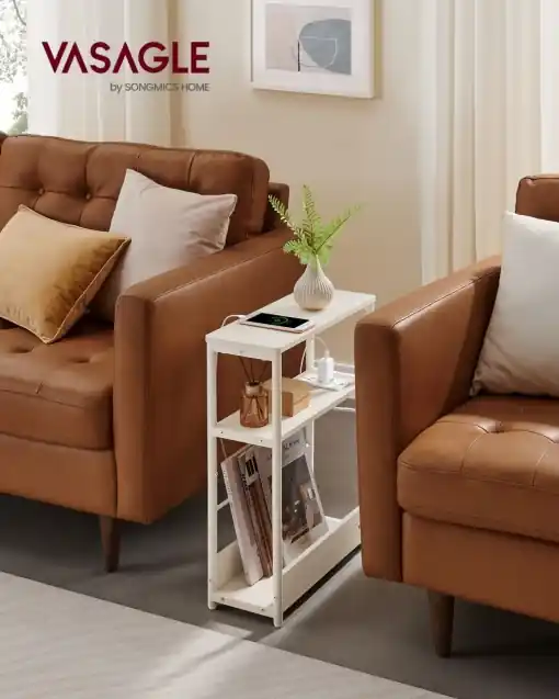 Comandă acum Masuta laterala cu priza Vasagle Alb 45x18x58 cm