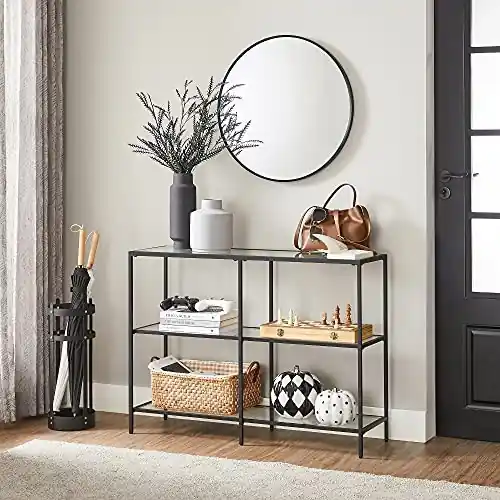 Consola Model McGee, Negru, 100x30x73 cm, blat sticla securizata Preț mic