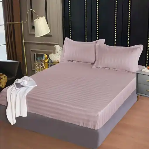 Cearsaf cu elastic 160x200 cm si 2 Fete de Perna Damasc, Atlas V12 Lavanda (Finet) Livrare expres