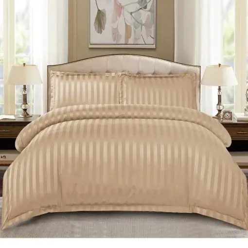 Plată securizată Lenjerie cu elastic 180x200cm, Damasc, Atlas V15 Cappuccino (Finet)