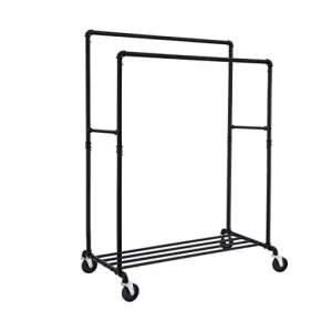 Calitate înaltă Suport pentru haine cu roti, Songmics, 2 sine, 110 kg, HSR60B, Negru