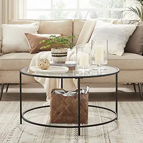 Masuta de Cafea Model Marcelo, 84x84x45.5 cm, Negru, Blat Sticla securizata Preț redus