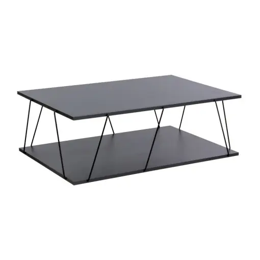 Discount Masuta de Cafea Model Keenan, 90x60x30.5 cm, Gri Inchis/Negru
