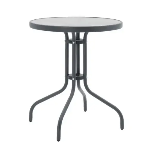 Masa metalica de gradina, pako Word, Sticla, Gri, 60 x 70 cm Ofertă de sezon