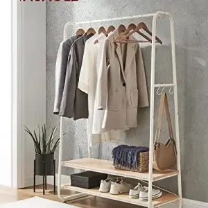 Ofertă exclusivă Cuier cu rafturi Model Fisher, Alb, 100x45x160 cm