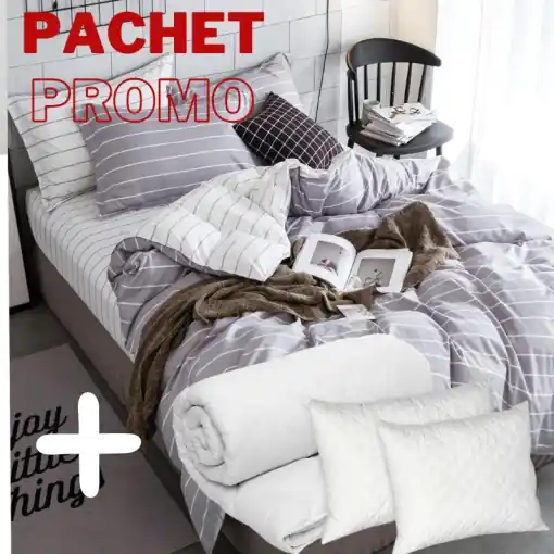 Pachet Lenjerie + Pilota + Perne Lines V1 4 Piese Super ofertă