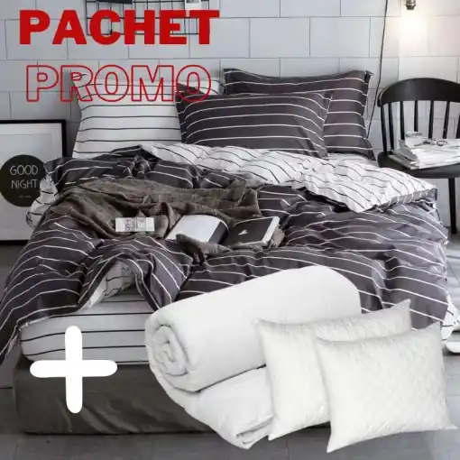 Nu rata Pachet Lenjerie + Pilota + Perne Lines V2 4 Piese