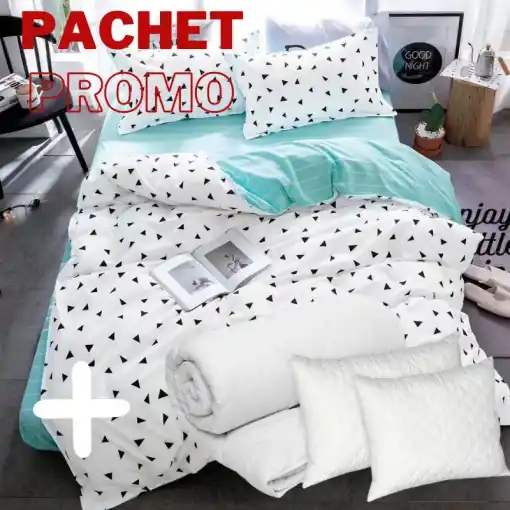 Pachet Lenjerie + Pilota + Perne Triangle V1 4 Piese Cel mai bun preț