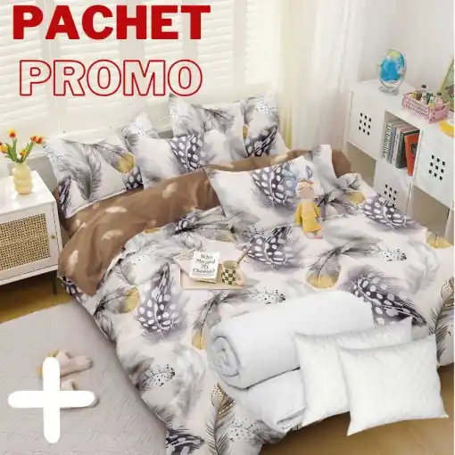 Super ofertă Pachet Lenjerie + Pilota + Perne Navajo 4 Piese
