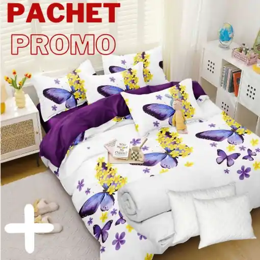 Popular Pachet Lenjerie + Pilota + Perne Purpy 4 Piese