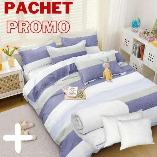 Preț mic Pachet Lenjerie + Pilota + Perne Peaceful 4 Piese