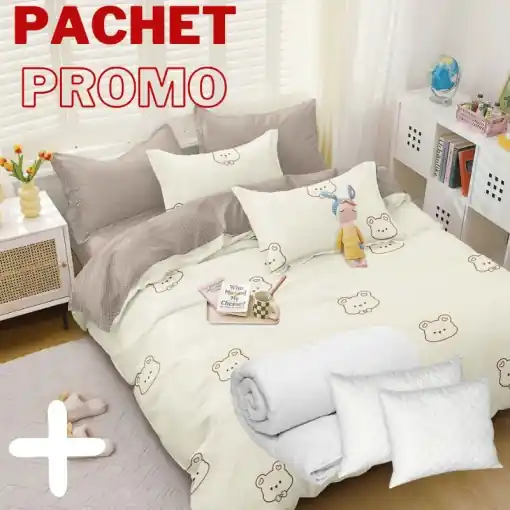 Pachet Lenjerie + Pilota + Perne Peppy 4 Piese Lichidare de stoc