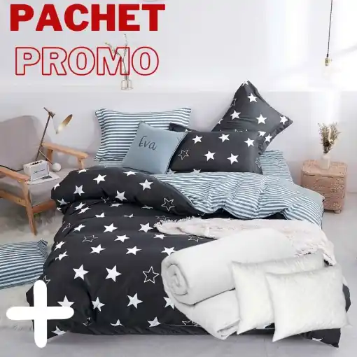 Pachet Lenjerie + Pilota + Perne Falling Star 4 Piese Plată sigură