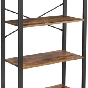 Raft cu 4 Polițe Model Dominik, Maro rustic/Negru, 66x30x120 cm Retur gratuit