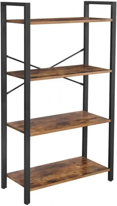 Raft cu 4 Polițe Model Dominik, Maro rustic/Negru, 66x30x120 cm Retur gratuit